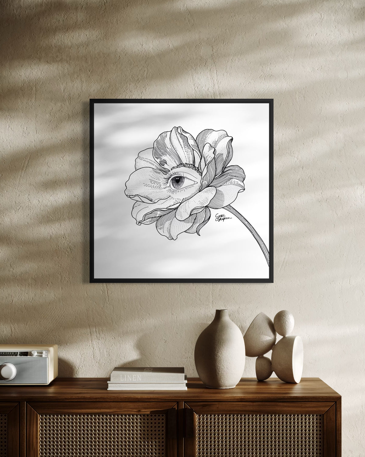 Curious flower Rechts | Vierkant Canvas
