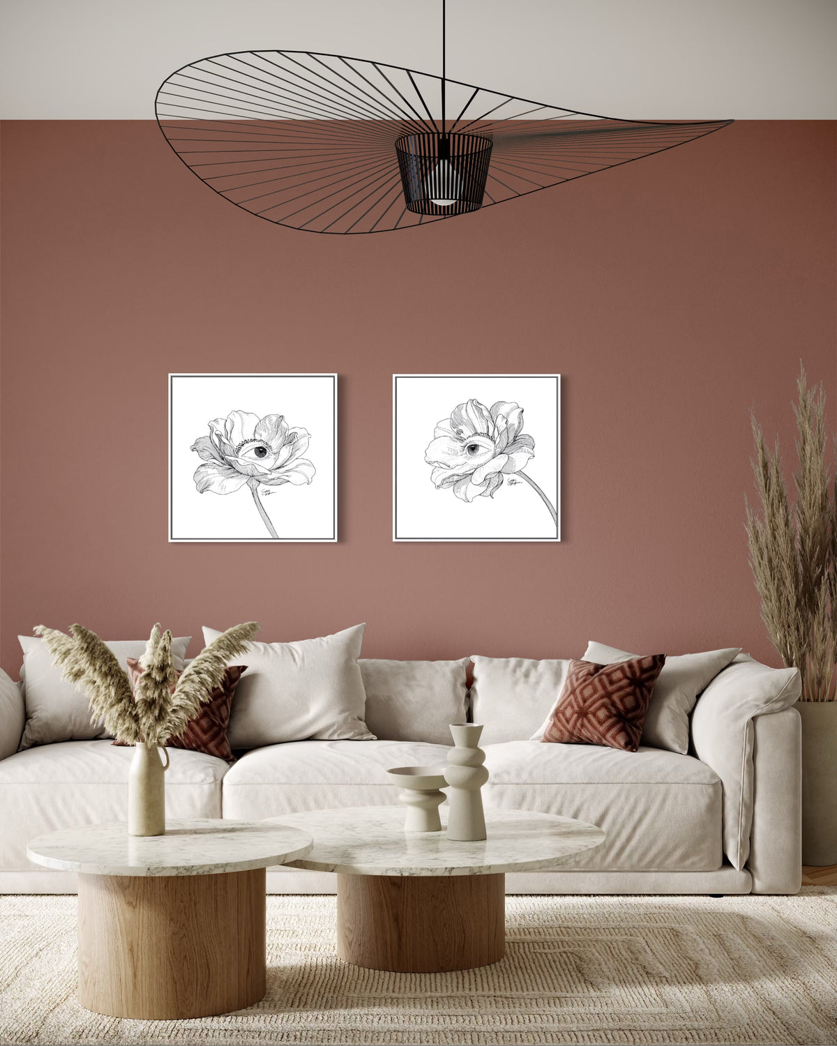 Curious flower Rechts | Vierkant Canvas