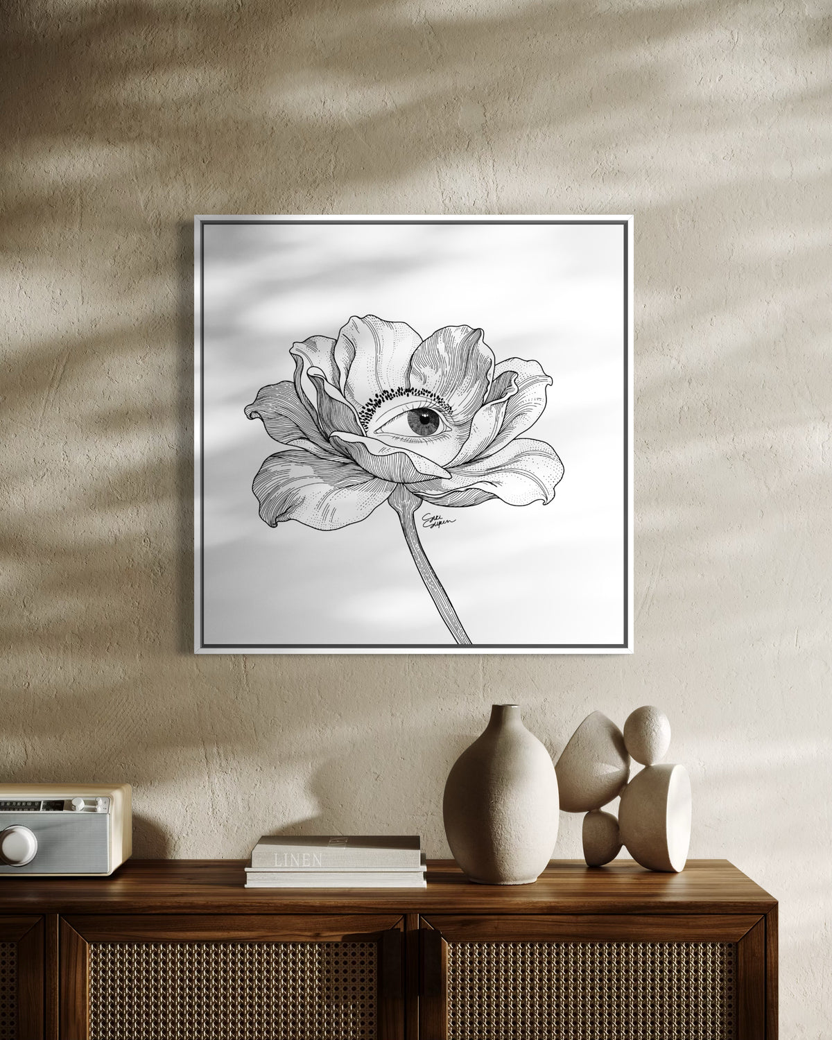 Curious flower Links | Vierkant Canvas